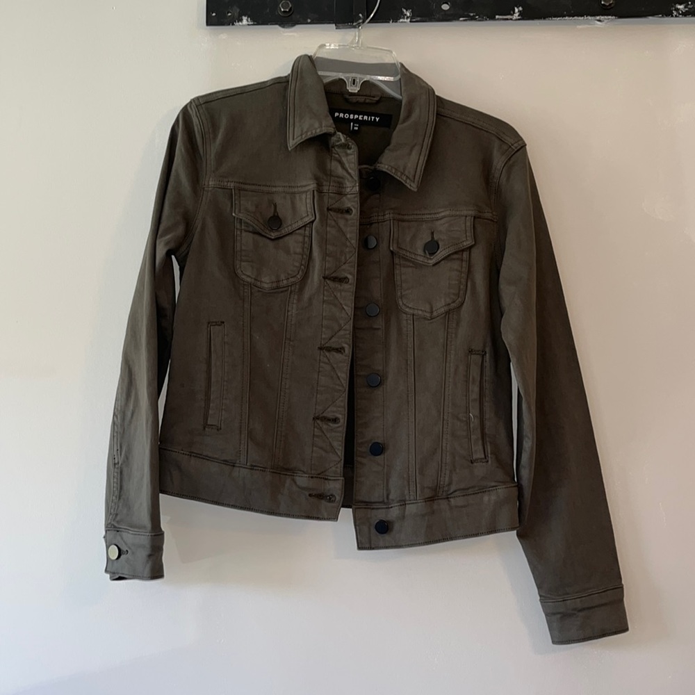 Green button up jacket